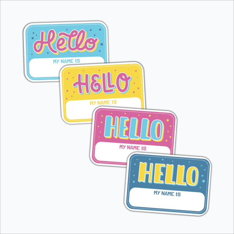 Best cute hello my name is stickers