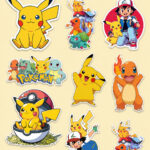 Premium Pokémon Sticker Sheet (A4 & A3 Sizes) - 10 High-Quality Pikachu & Ash Die-Cut Vinyl Decals